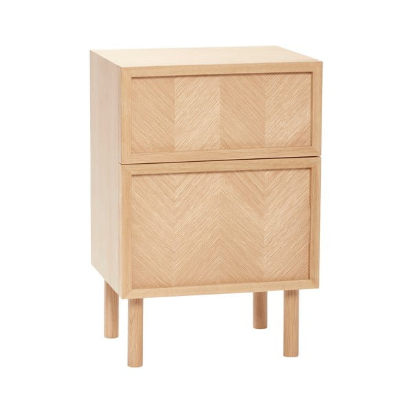 Noćni ormarić od punog hrasta u prirodnoj boji Herringbone – Hübsch