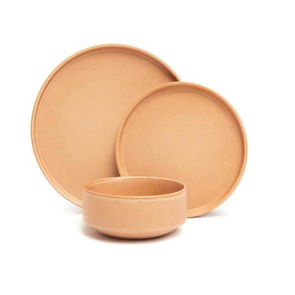 Set od 18 komada ciglasto narančastog posuđa od kamenine Bonami selection Malia