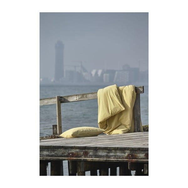 Žuta posteljina od organskog pamuka 200x140 cm Wave Straw - Södahl-image-4