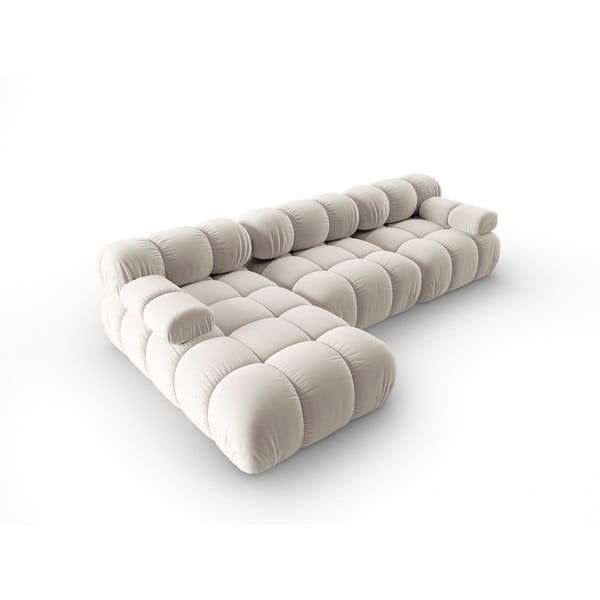 Bež baršunasti kutna garnitura (s lijevim kutom) Bellis – Micadoni -image-4