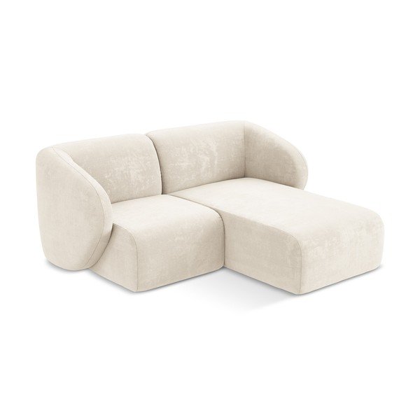 Bež kutna garnitura od šenila (s desnim kutom/s ležaljkom) Lani – Makamii-image-2