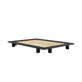 Crni bračni krevet od borovine sa letvicom 140x200 cm Japan - Karup Design