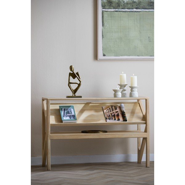 Pomoćni stol sa staklenom pločom stola u svijetloj prirodnoj boji 41x119 cm Yuki – Light & Living-image-1