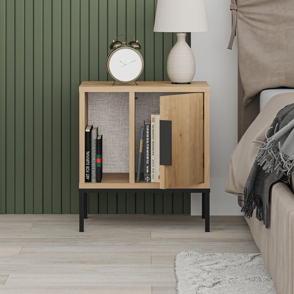 Noćni ormarić u dekoru hrasta u prirodnoj boji Lani – Marckeric-image-4