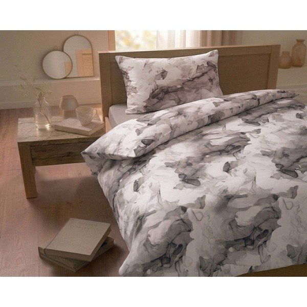 Smeđa posteljina za krevet za jednu osobu od pamučnog satena 140x200 cm Deluxe Minerals – My House-image-1