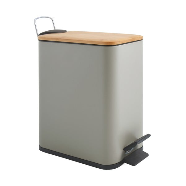 Smeđe-siva željezna kanta za smeće s pedalom 5 l   Erik – Spirella