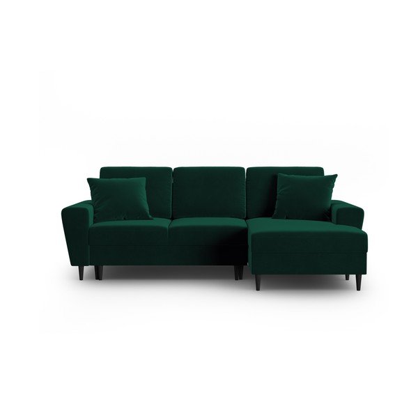 Zelena baršunasti sklopiva/s prostorom za odlaganje kutna garnitura (s desnim kutom/s ležaljkom) Kyoto – Cosmopolitan Design