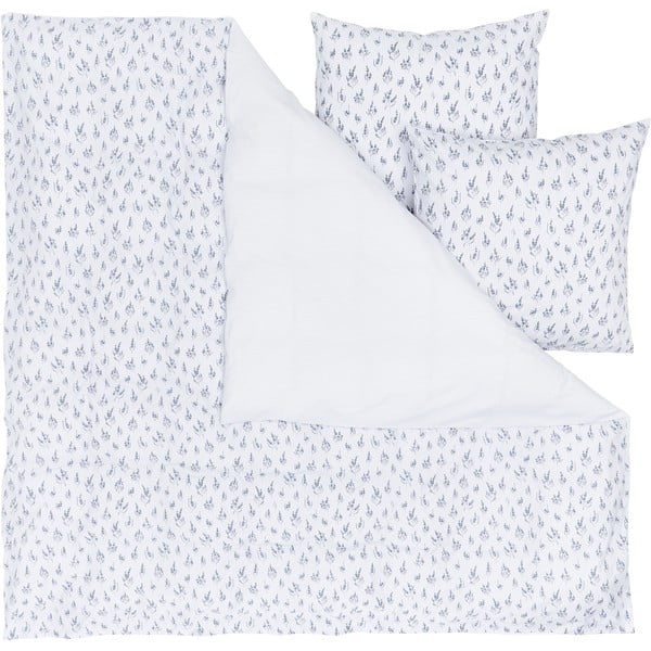 Bijelo-plava posteljina za bračni krevet od pamuka Westwing Collection, 200 x 200 cm