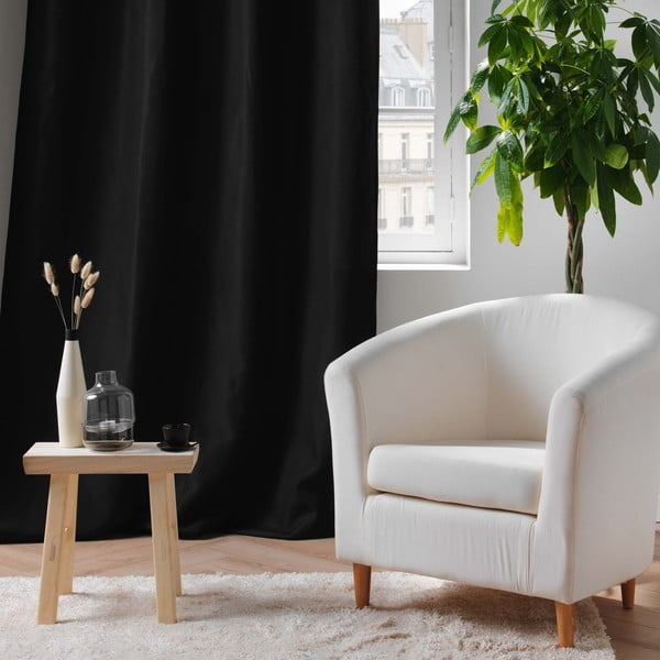 Crna termo izolacijska zavjesa od mikrovlakana 135x260 cm Micropolar – douceur d'intérieur-image-4