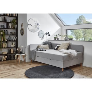Svijetlo sivi tapecirani krevet s prostorom za pohranu 120x200 cm Cabana – Meise Möbel