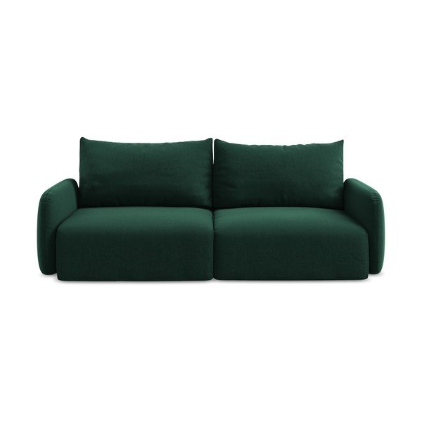 Tamno zelena baršunasti sklopiva/s prostorom za odlaganje sofa 238 cm Kalena – Makamii