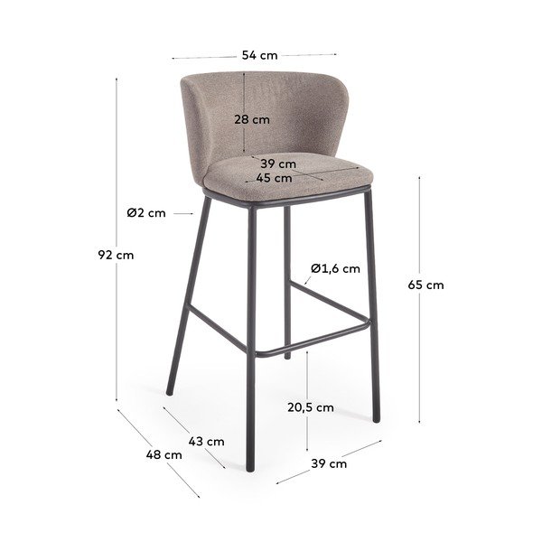 Svjetlo smeđe barske stolice u setu 2 kom 92 cm Ciselia – Kave Home-image-4
