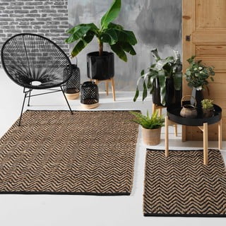 Crni/u prirodnoj boji tepih 120x170 cm Zigzag – douceur d'intérieur