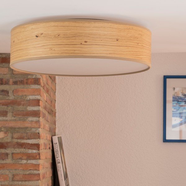 Svjetlosmeđa stropna svjetiljka sa sjenilom od prirodnog furnira Sotto Luce Ocho, ⌀ 40 cm-image-2