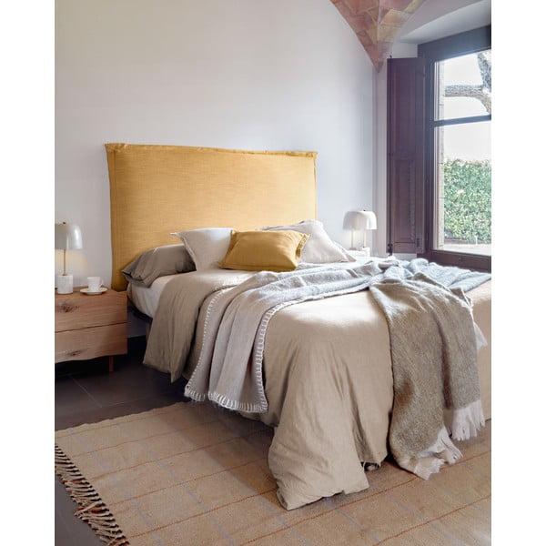 Senf žuto podstavljeno uzglavlje 206x106 cm Tanit – Kave Home-image-1