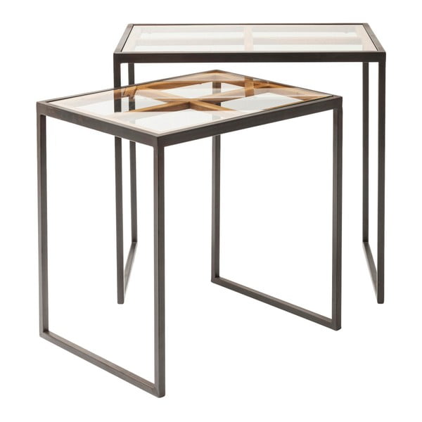 Set od 2 pomoćna stolića od stakla i metala Kare Design Beam