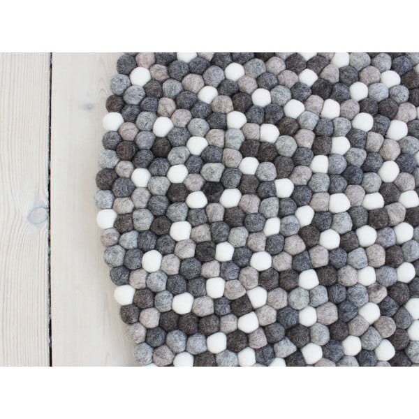 Sivo-bijeli tepih od vunenih pompona Wooldot Ball Rugs, ⌀ 200 cm