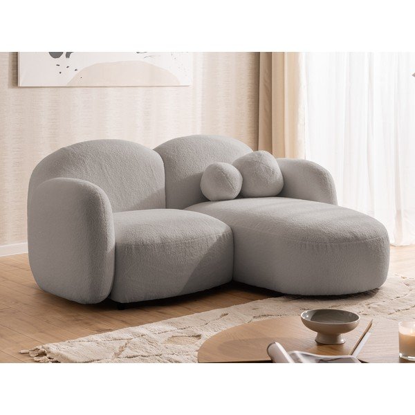 Siva kutna garnitura od bouclé tkanine (s desnim kutom/s ležaljkom) Orbit – Ropez-image-4