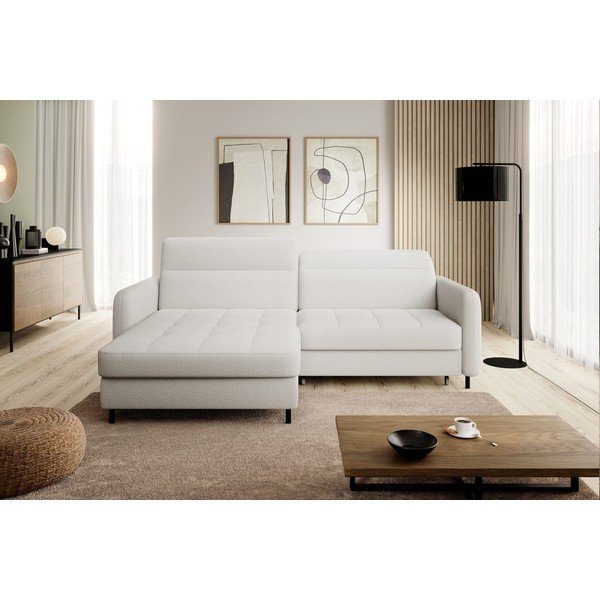 Krem sklopiva/s prostorom za odlaganje kutna garnitura od bouclé tkanine (s lijevim kutom/s ležaljkom) Gomsi – ELTAP-image-3