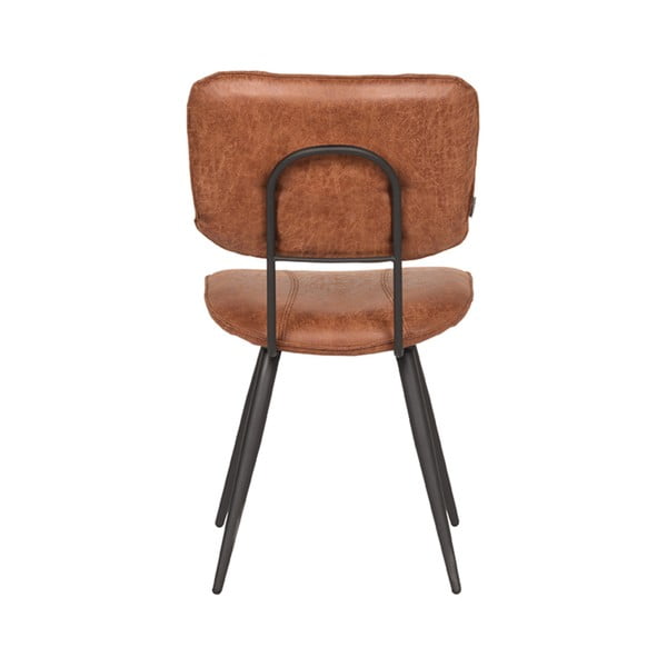 Konjak smeđe kožne blagovaonske stolice u setu 2 kom Fos – LABEL51-image-3