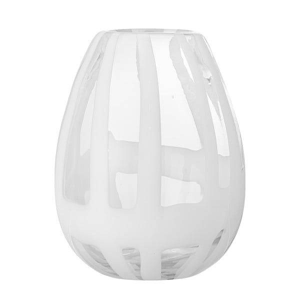 Bijela staklena ručno izrađena vaza (visina 18 cm) Cosmin – Bloomingville