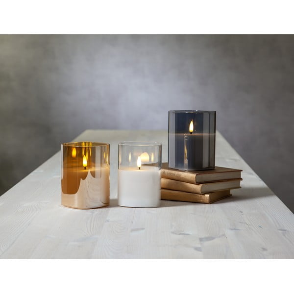 Siva LED voštana svijeća u Star Trading Flamme staklu, visina 12,5 cm-image-4