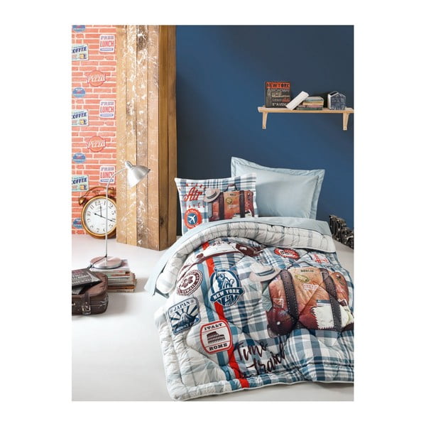 Set pamučnih plahti, plahti i popluna za krevet za jednu osobu Spicey, 160 x 260 cm