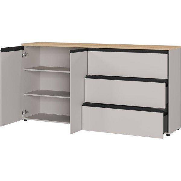 Sivo-bež/u svijetloj prirodnoj boji komoda 180x91x41 cm Cormano – Germania-image-3