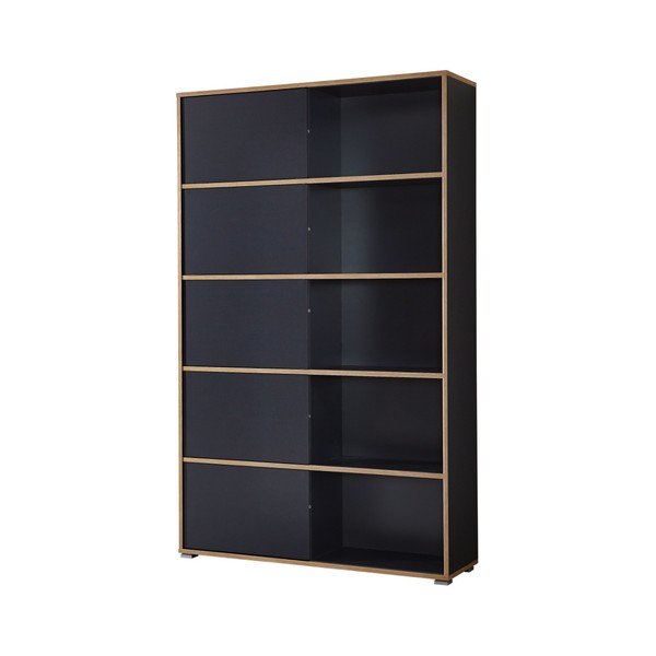 Crna polica za knjige s kliznim vratima Germania Slide-image-2