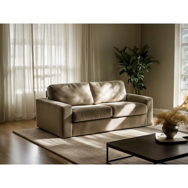 Svijetlo siva sklopiva sofa od samta 195 cm Nona – Makamii-image-1
