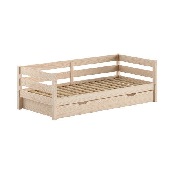 Dječji krevet od masivnog bora s dodatnim ležajem s podnicom 90x200 cm u prirodnoj boji Margrit – Vipack