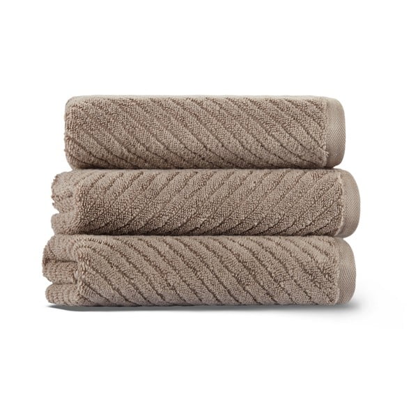 Smeđi pamučni ručnik 71x40 cm Chevron - Foutastic-image-1