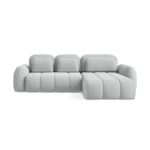 Svijetlo siva sklopiva/s prostorom za pohranu kutna garnitura od bouclé tkanine (s desnim kutom/s ležaljkom) Pele – Makamii