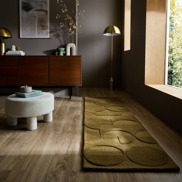 Tamno zelena ručno rađena vunena staza 60x230 cm Gigi – Flair Rugs-image-1