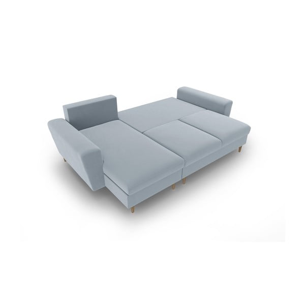 Svijetlo plava baršunasti sklopiva/s prostorom za odlaganje kutna garnitura Kyoto – Cosmopolitan Design-image-2