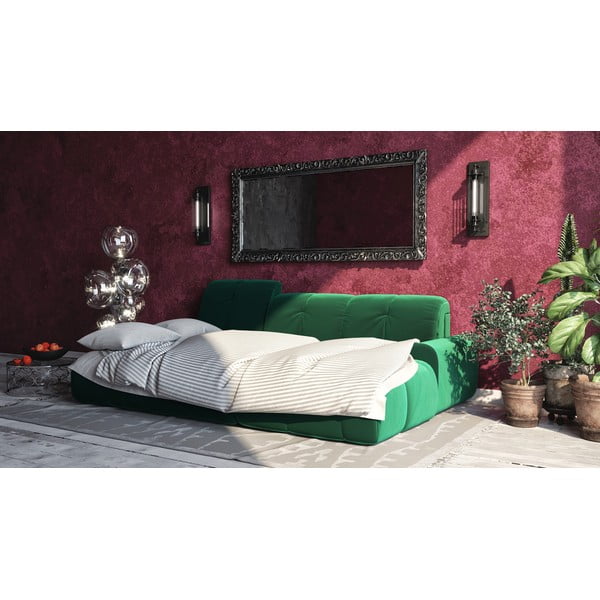 Tamnozelena baršunasta kutna garnitura Devichy Tous, desni kut-image-1