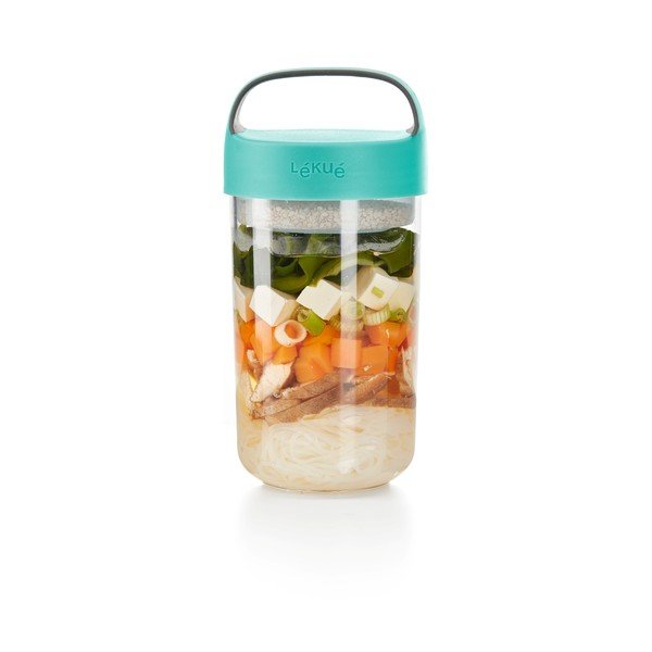 Posuda za juhu s tirkiznim poklopcem Lékué To Go, 600 ml