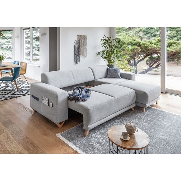 Svijetlo siva sklopiva/s prostorom za odlaganje kutna garnitura Classy Sophie – Miuform-image-4