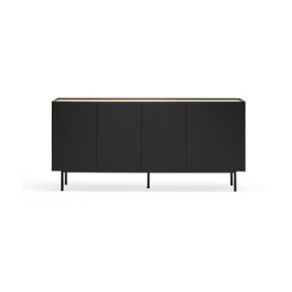 Crna niska komoda u dekoru hrasta 165x78 cm Arista – Teulat