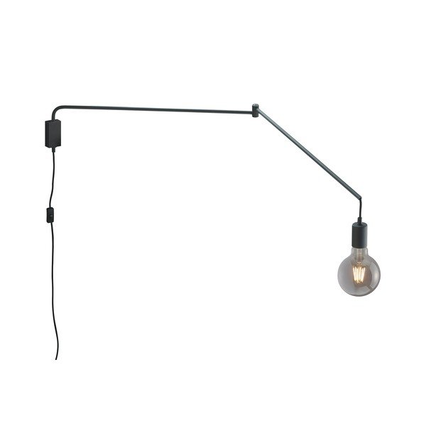 Mat crna zidna lampa sa savitljivom konstrukcijom s utikačem Line – Trio