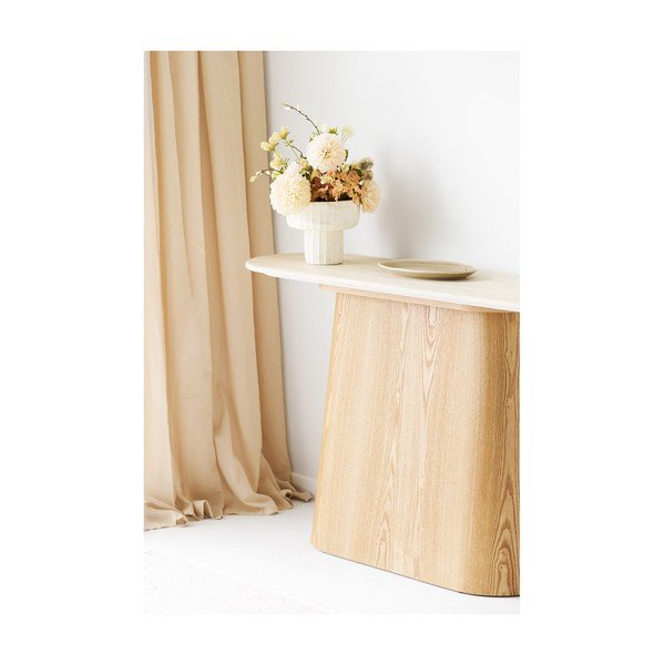 Krem/u prirodnoj boji pomoćni stol s kamenom pločom stola 40x130 cm Larvik – House Nordic-image-4