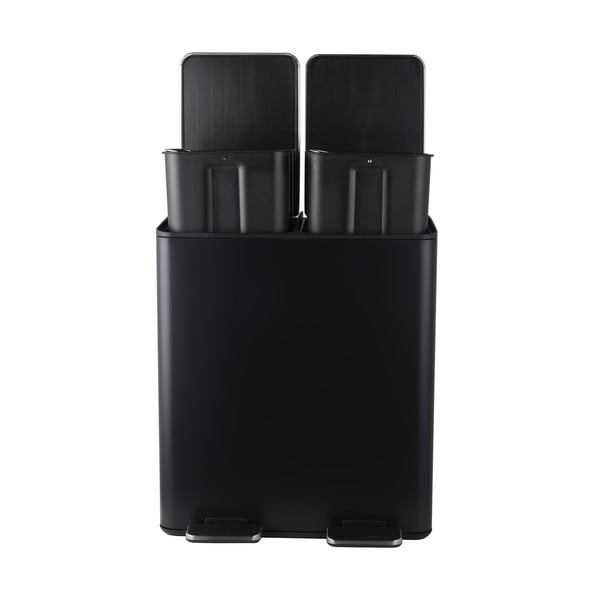 Mat crna željezna kanta za smeće 2x20 l za odvojeni otpad/s pedalom   Aliya – Spirella-image-2