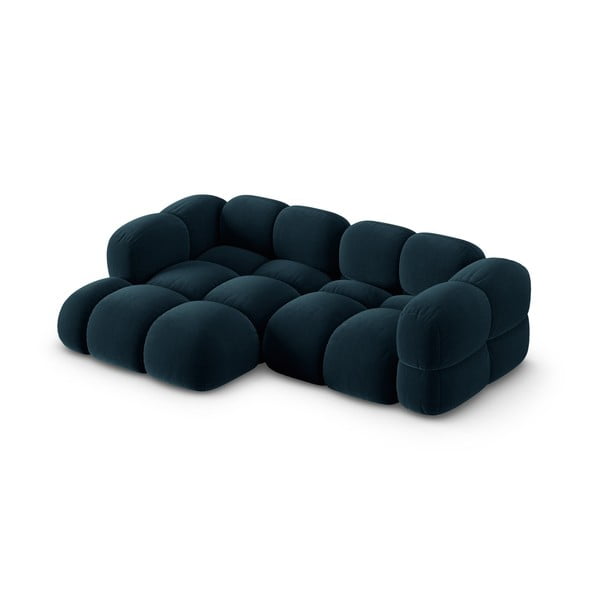 Tamno plava baršunasti kutna garnitura (s lijevim kutom/s ležaljkom) Loretto – Cosmopolitan Design-image-3