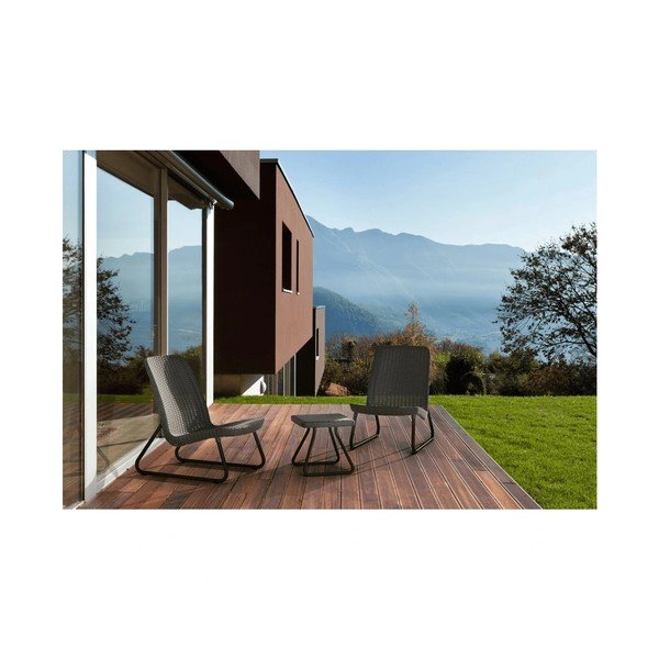 Tamno siva vrtna garnitura od umjetnog ratana za 2 osobe Rio – Keter-image-1