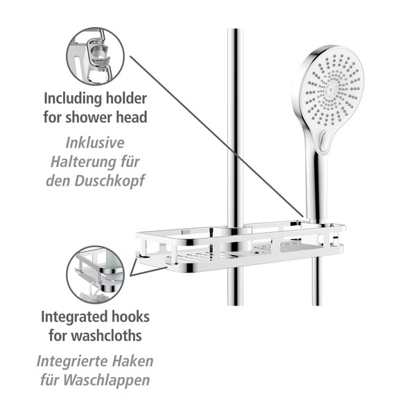Samodržeća plastična kupaonska polica u sjajnoj srebrnoj boji Libertà - Wenko-image-4