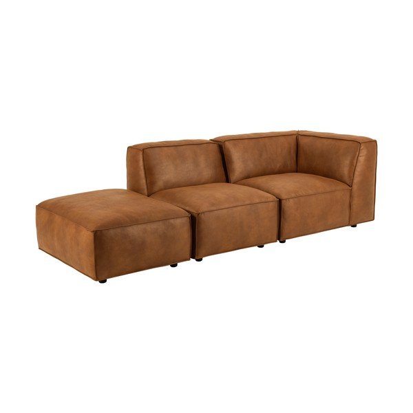 Konjak smeđa ležaljka od imitacije kože (s desnim kutom) Fairfield Kentucky – Bonami Selection-image-3