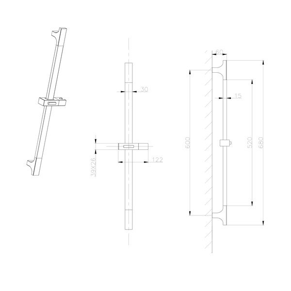 Zidna šipka za tuš od nehrđajućeg čelika u zlatnoj boji s kliznim nosačem 68 cm – Sapho-image-1