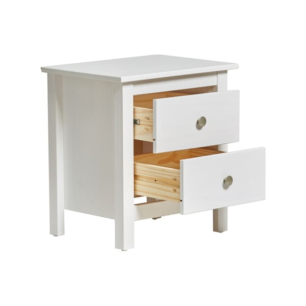 Bijeli noćni ormarić od masivnog borovog drveta s 2 ladice Marckeric Berna-image-4