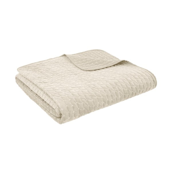 Bež prošiven prekrivač od samta 240x260 cm Attica Velvet Embroidered – Bianca
