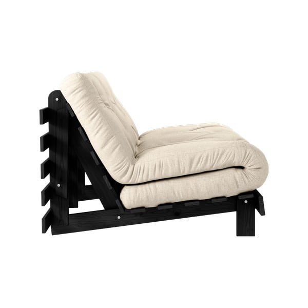 Siva/bež lanena sklopiva sofa 140 cm Roots Black Night – Karup Design-image-4